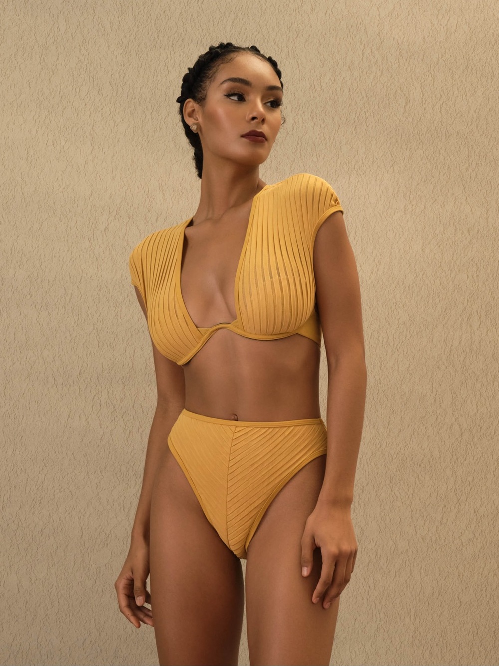 Andrea Iyamah Pura Mustard Bikini Set NEW